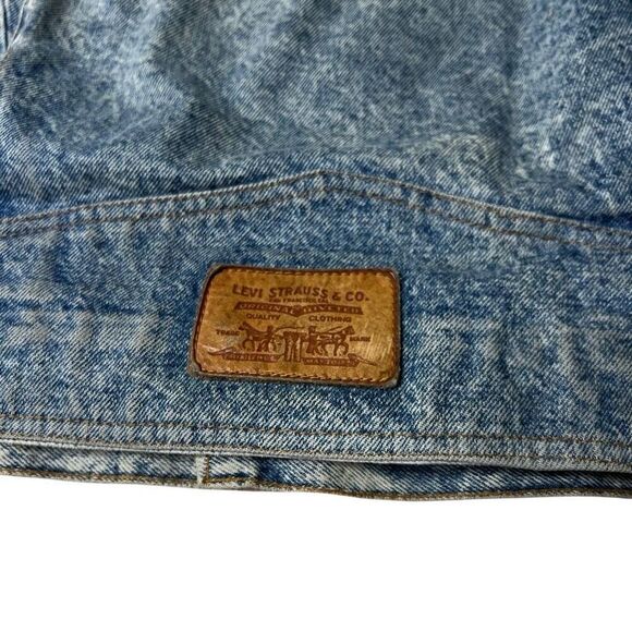 American Vintage 80s Levi’s Acid Wash White Tab Denim Trucker Jacket XL Thrashed - Picture 11 of 14